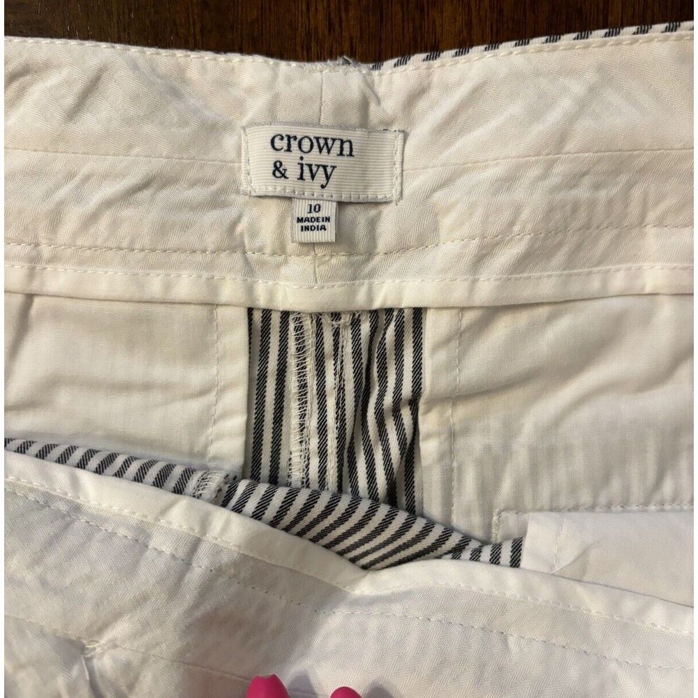 Crown & Ivy Shorts Stripped With Lemons Women's Sz 10 Pockets - Picture 3 of 7